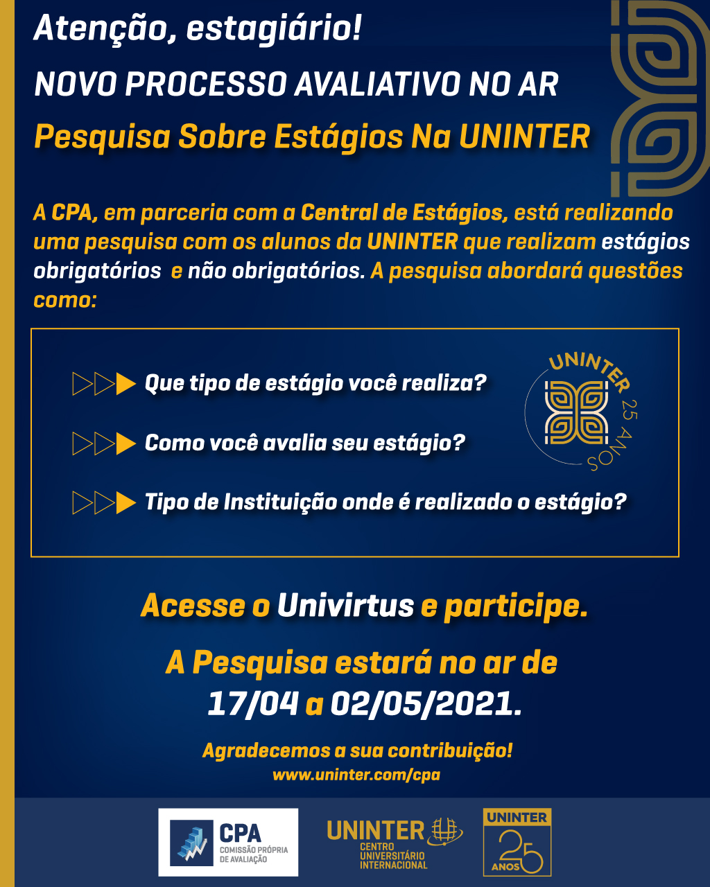 A CPA tem uma palavra para você! #avidanaopara #somostodosuninter, By Central de Notícias Uninter