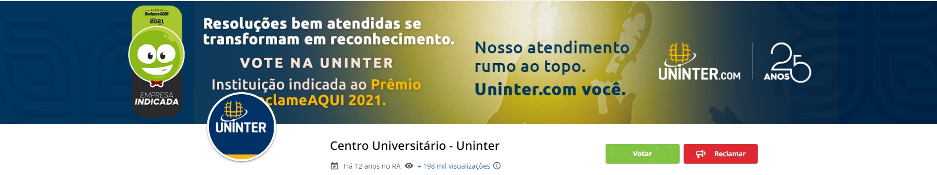 Uninter é finalista do Prêmio Reclame Aqui 2023